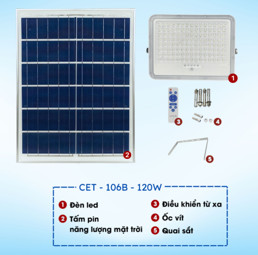 Đèn pha năng lượng mặt trời 120W