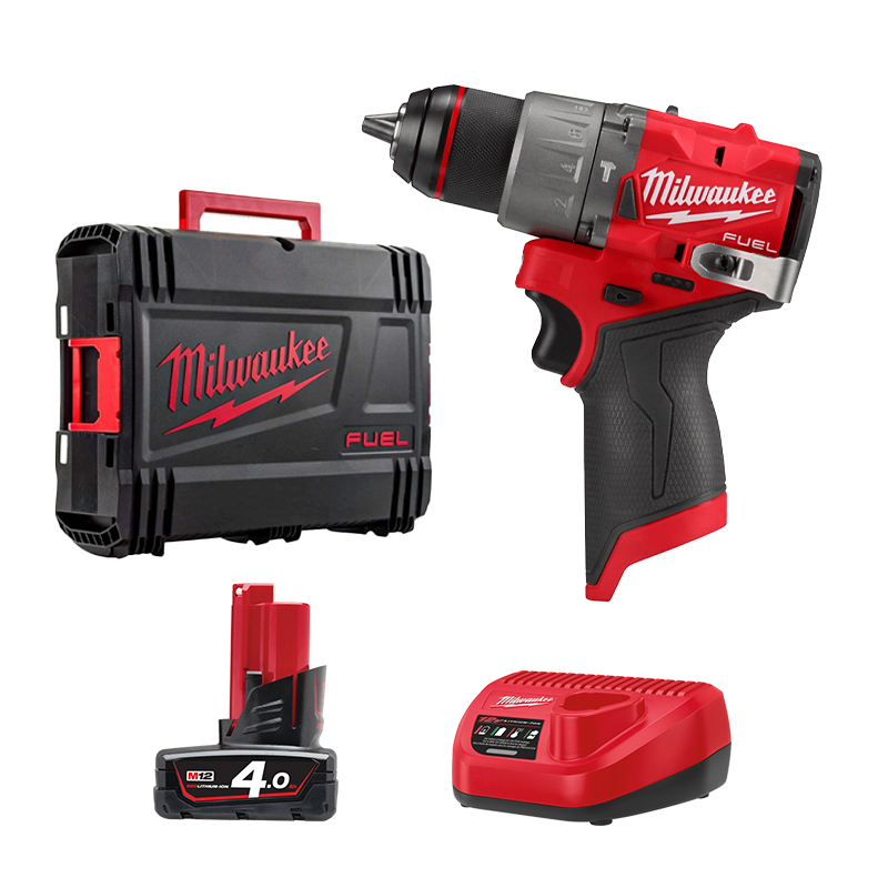Combo M12 Milwaukee - Máy khoan M12 FPD2-0X + Pin 12V 12V/4.0Ah + Sạc C12C + Valy