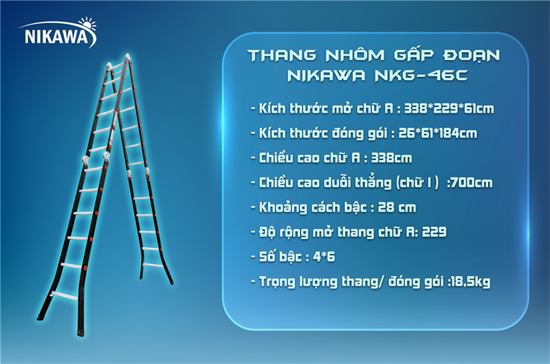 THANG NHÔM GẤP ĐOẠN NIKAWA NKG-46C