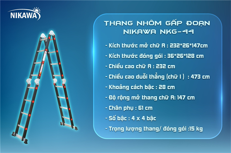 THANG NHÔM GẤP ĐOẠN NIKAWA NKG-44