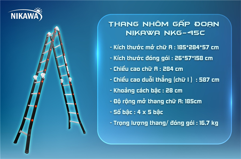 THANG NHÔM GẤP ĐOẠN NIKAWA NKG-45C