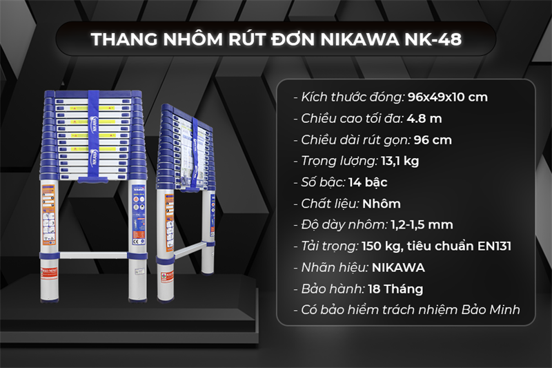 THANG NHÔM RÚT ĐƠN NIKAWA NK-48