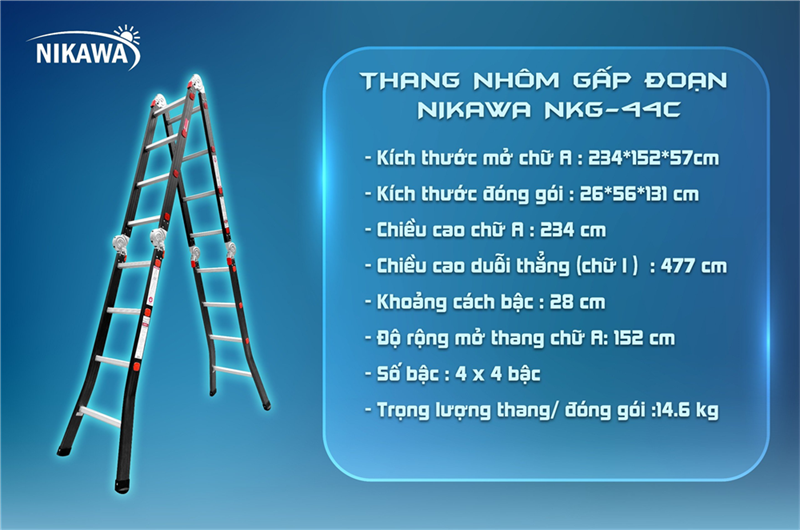 THANG NHÔM GẤP ĐOẠN NIKAWA NKG-44C