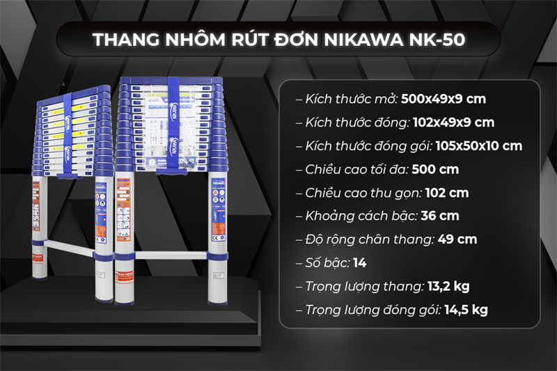 THANG NHÔM RÚT ĐƠN NIKAWA NK-50