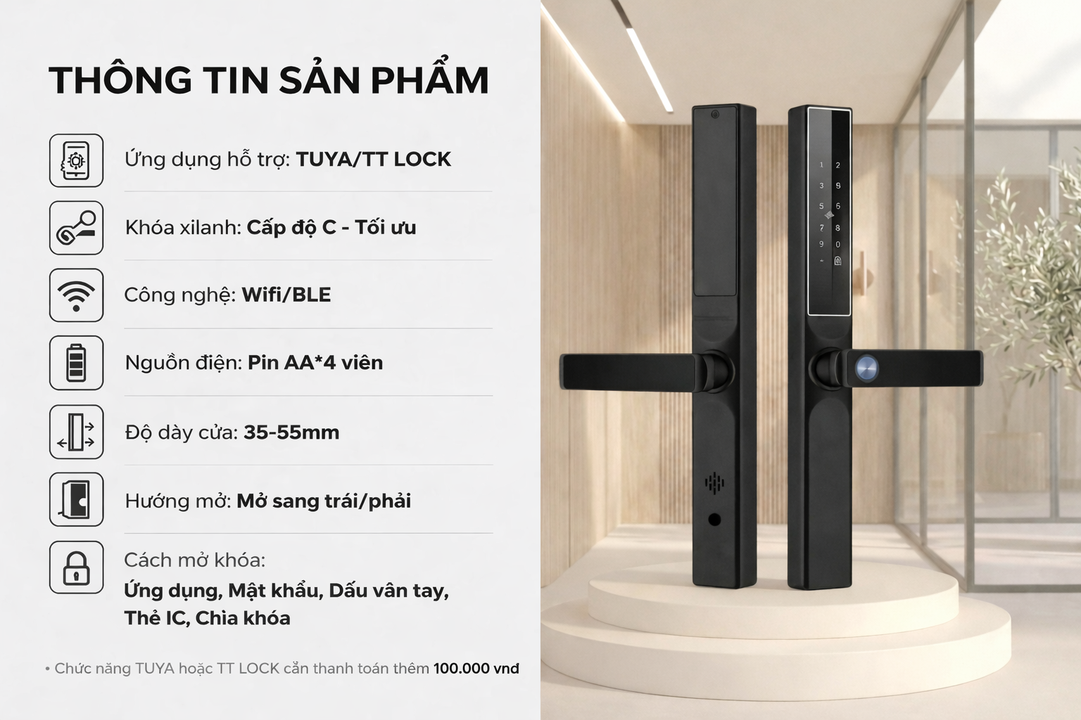 Khóa Cửa Thông Minh VELA-N8