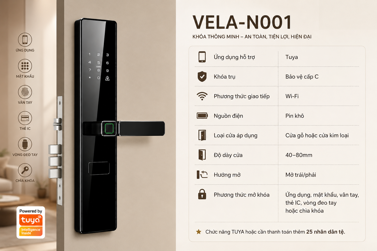 Khoá cửa thông minh VELA-N001