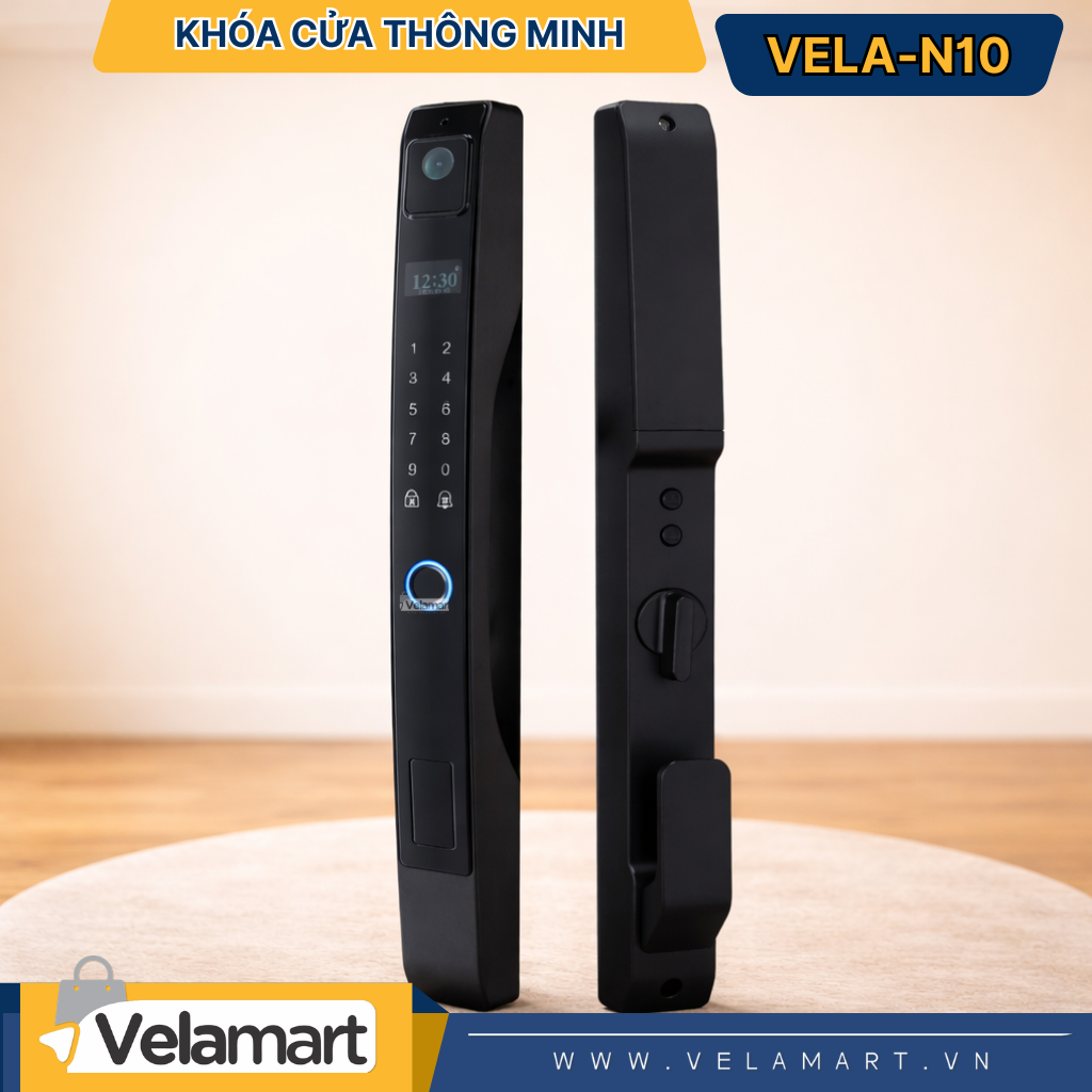 Khóa Cửa Thông Minh VELA-N10 Velamart – Nhận Diện Khuôn Mặt 3D, Tĩnh Mạch Lòng Bàn Tay, Đỉnh Cao Bảo Mật 2026