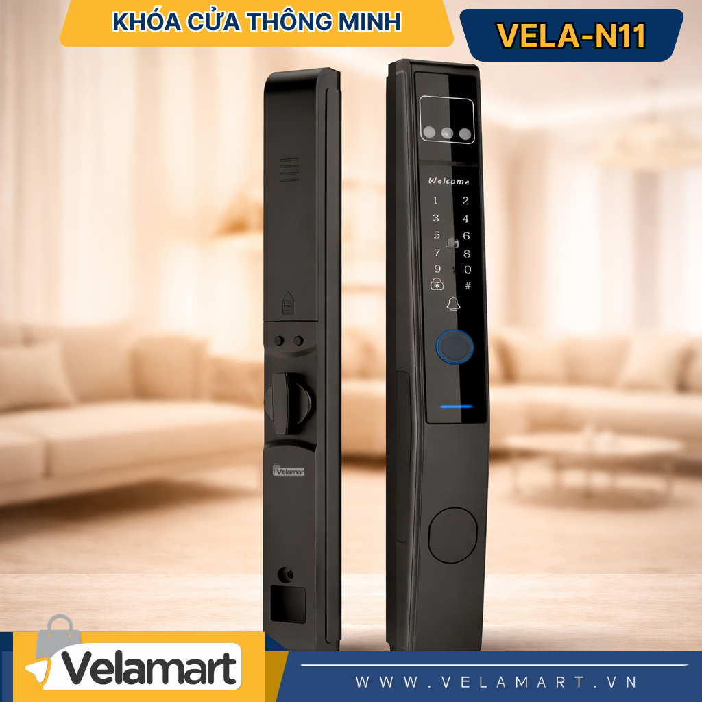 Khóa Cửa Thông Minh VELA-N11 Velamart – AI Nhận Diện Khuôn Mặt, Tĩnh Mạch Lòng Bàn Tay, Bảo Mật Tuyệt Đối Cho Nhà Hiện Đại