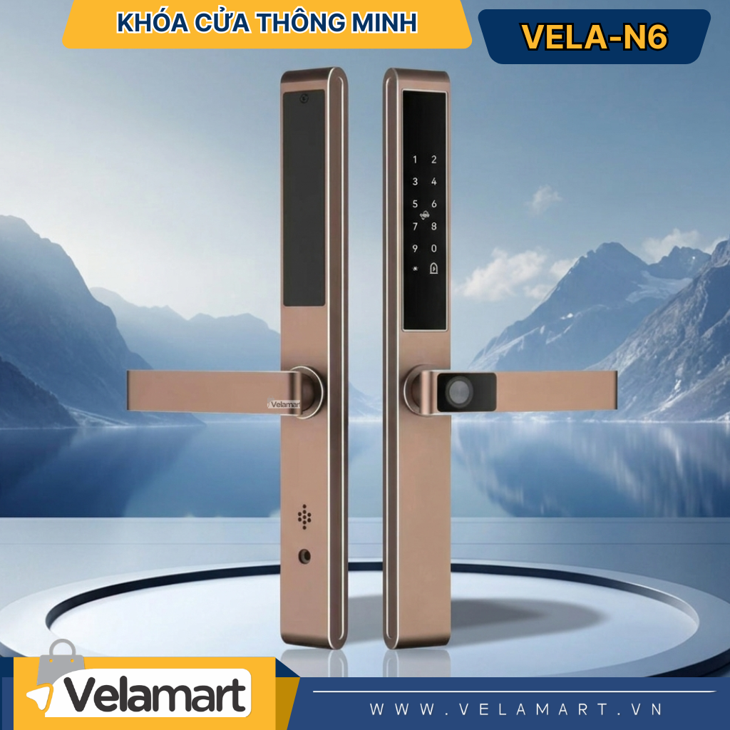 Khóa Cửa Thông Minh VELA-N6 Velamart – Nhận Diện Vân Tay, Mở Khóa Wifi, Bảo Mật Cao Cho Mọi Loại Cửa