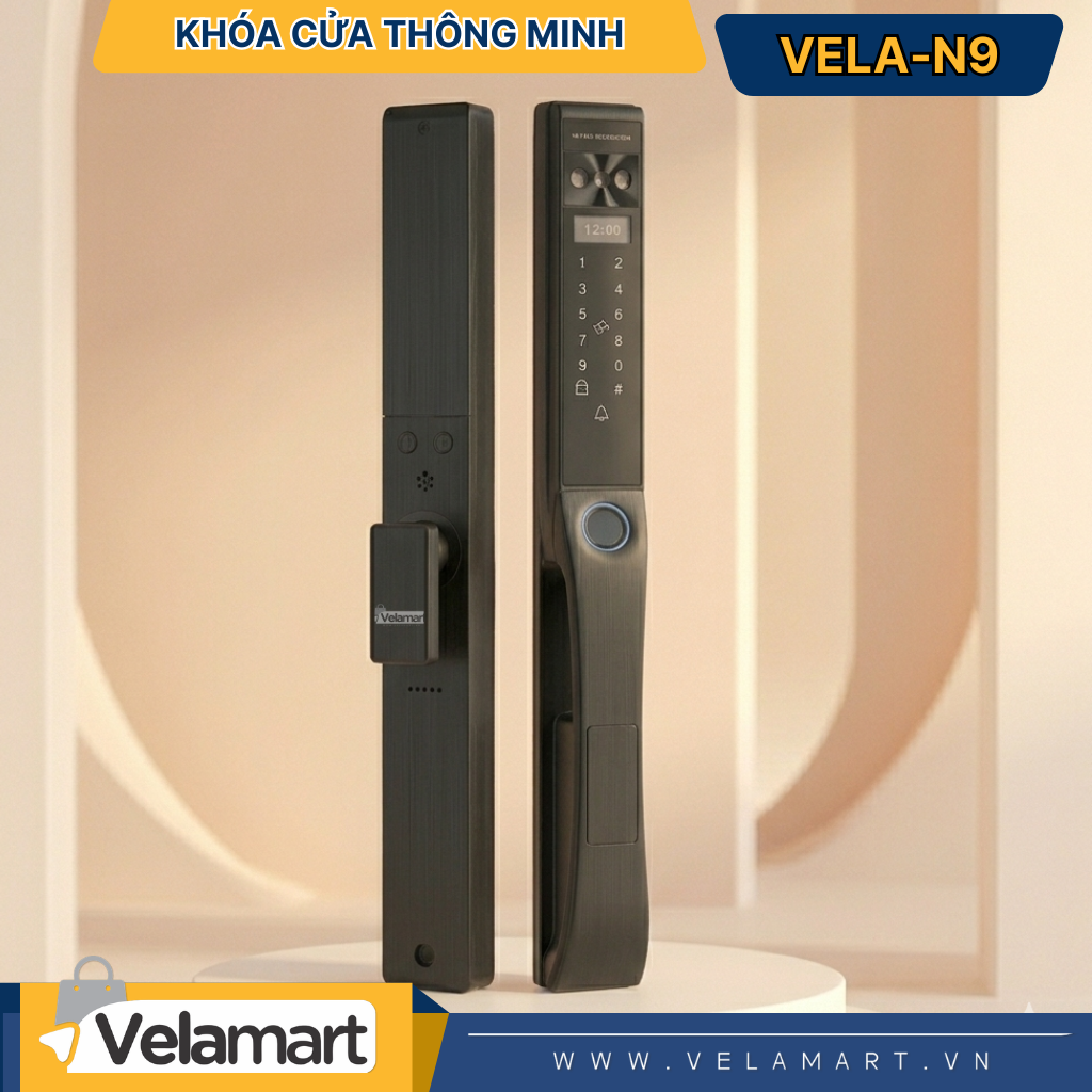 Khóa Cửa Thông Minh VELA-N9 Velamart - Nhận Diện Khuôn Mặt & Tĩnh Mạch, Vân Tay Siêu Nhanh, Bảo Mật Cao Nhất 2026
