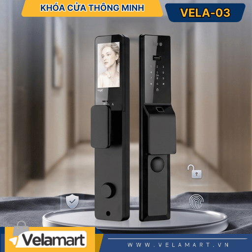 Khóa Cửa Thông Minh Vela-03 Velart – Khóa Nhận Diện Khuôn Mặt, Vân Tay Cao Cấp Cho Nhà Hiện Đại